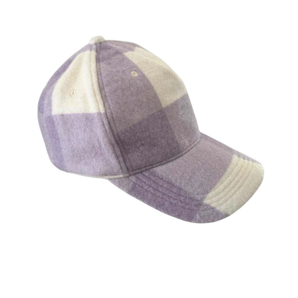 Steve Madden Light Purple Plaid Soft Fleece Adjustable Closure Ball Cap Hat O/S